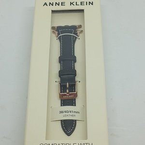 Anne Klein Soho Women's Black Leather Watch Strap - Fits Apple Watch 38/40/41mm